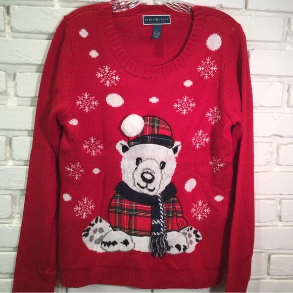 Ugly Christmas Sweater Winter Bear themed L - Picture 1 of 5